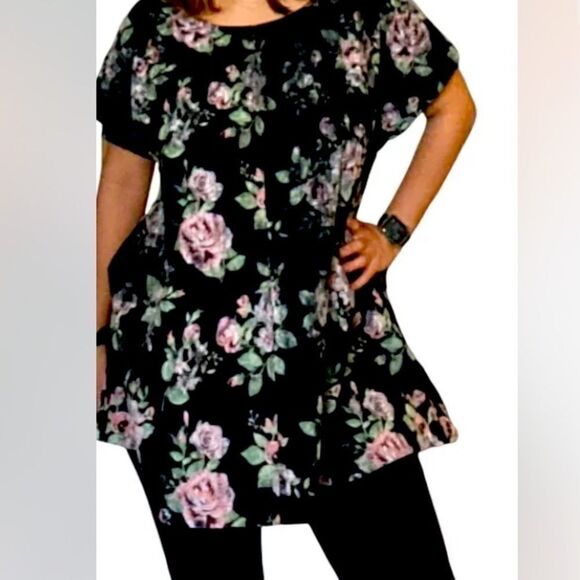 Wildfox Floral Print Short Sleeve Midi Rough Cut Faded Loose Fit Dress - Picture 1 of 6